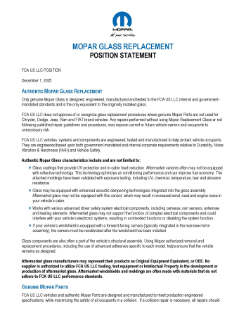 Authentic Mopar Glass Replacement